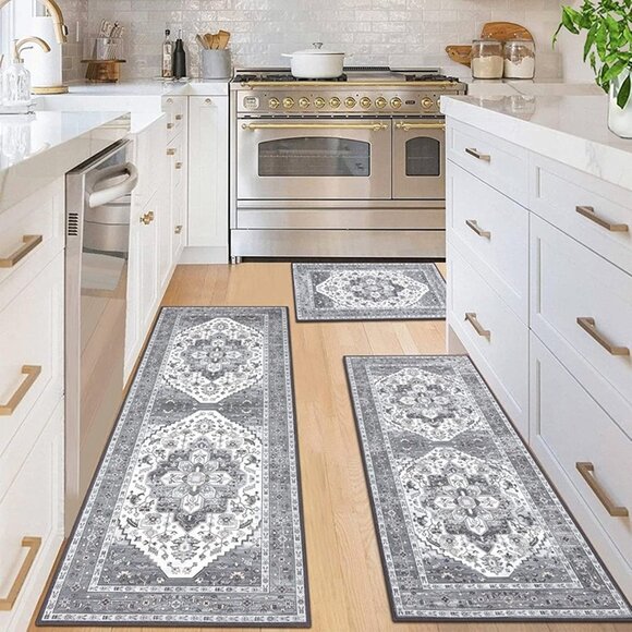 NEW Kitchen Rug Sets 3 Piece with Runner Non-Slip Kitchen Rugs and Mats Washable - Picture 2 of 6